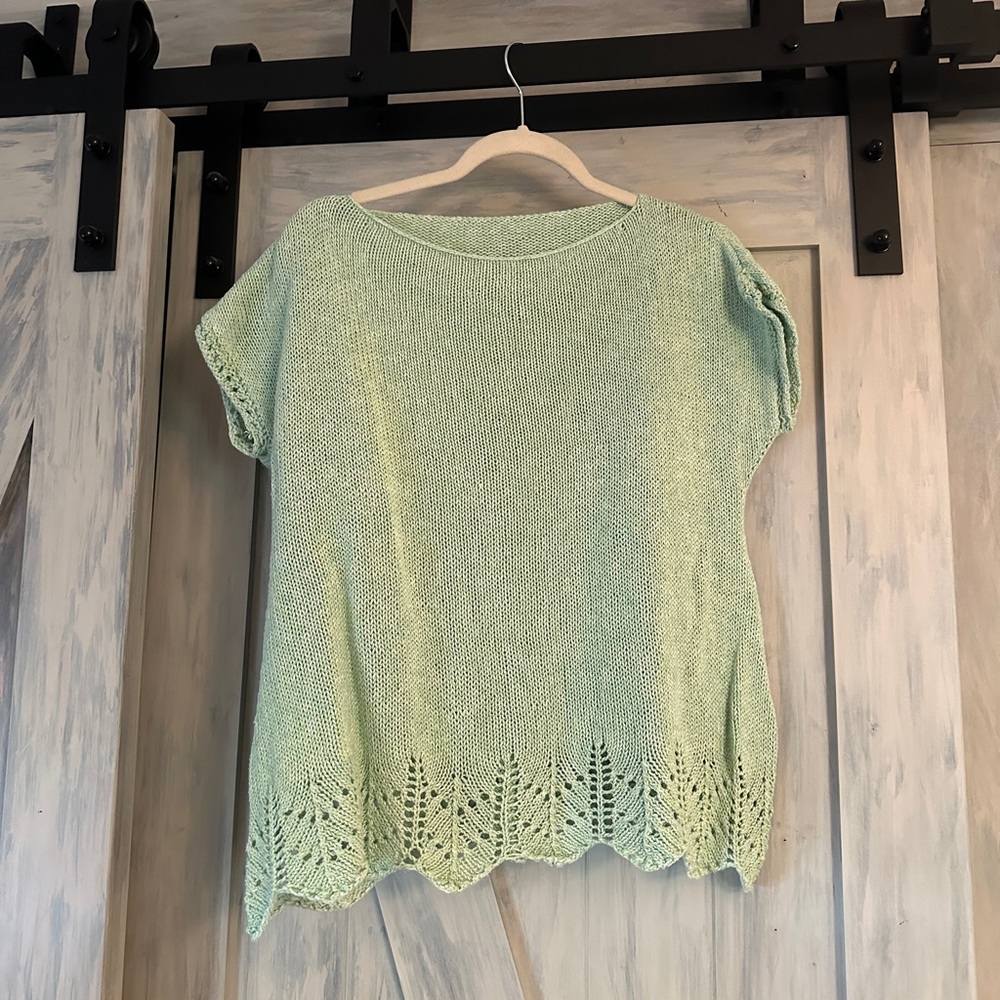 Hand-Knitted Pastel Green Sweater Top